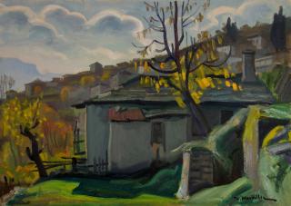Zagora, The Oldest House — Oil painting, Canvas, 50.00×70.00cm — Theodoros Markellos